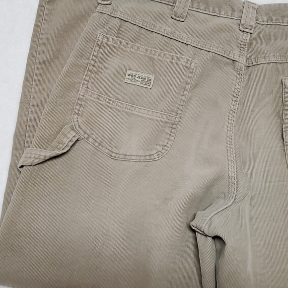 VINTAGE 90s Wrangler Grunge Tan Corduroy High Rise Tapered Leg Cargo Pants 34x30 - Picture 8 of 11